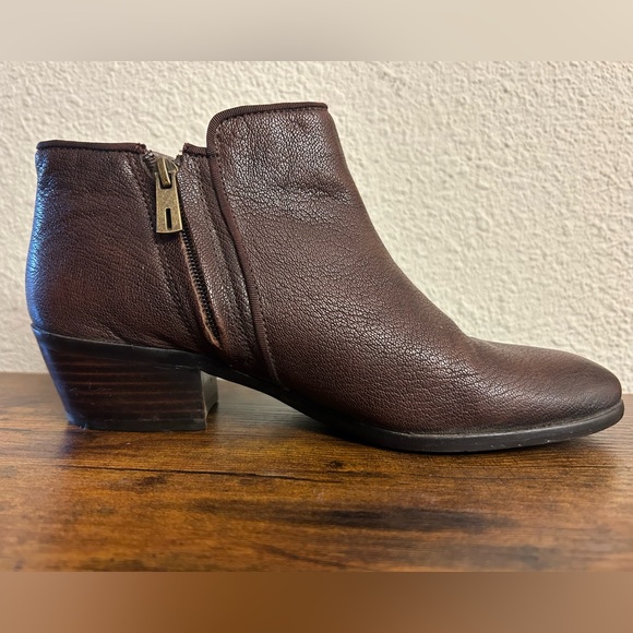 Sam Edelman Brown Petty Booties Size 7 Black Toe Boho Ankle Boots Low Heel - Picture 8 of 12